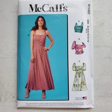 McCalls R11485 Tops Dresses Gathered Bodice Square Neck Misses 6 - 14 UNCUT