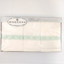 Vintage WABASSO Boxed Sheet Set Full Double Flat 2 Cases Embroidered Daisy