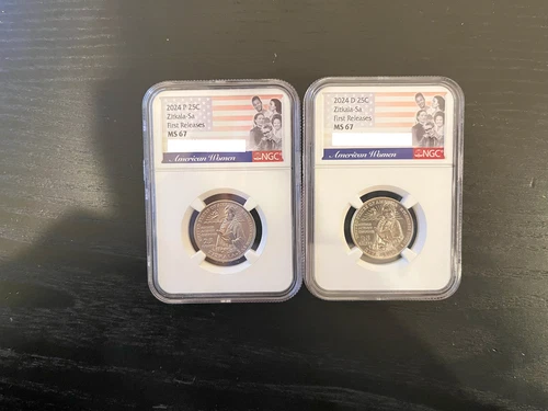 2024 P D Zitkala-Sa Quarter NGC MS 67 First Releases 2 Coin Set