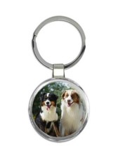 Dogs : Gift Round Keychain Pet Animal Puppy Cute Funny Canine Pets