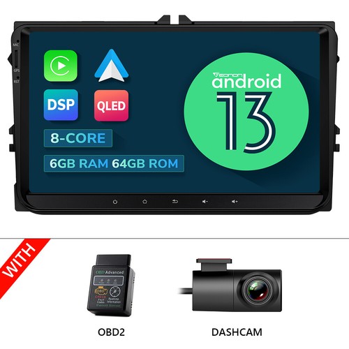 For 2006-2015 VW Jetta 9" Touch Screen Android 13 8Core Car Radio Stereo CarPlay - Picture 26 of 38