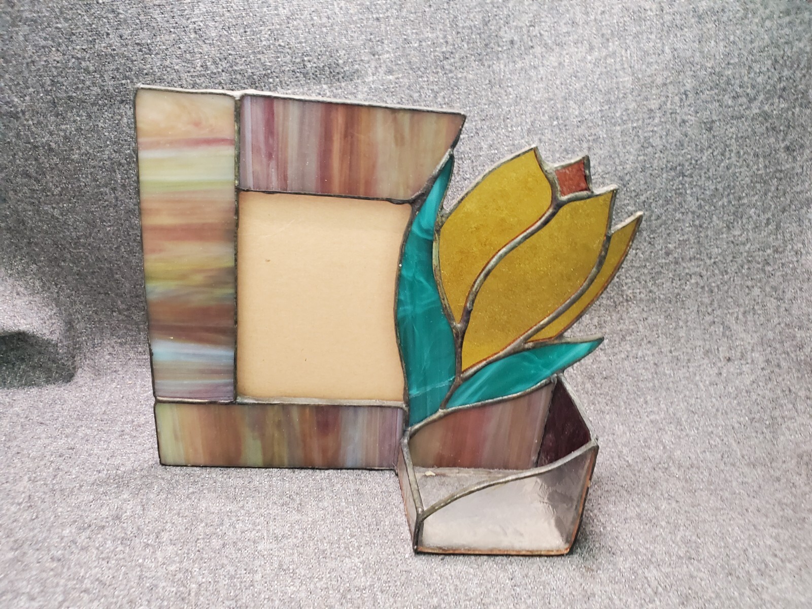 Handmade Stained & Slag Glass Picture Frame Card Holder eBay