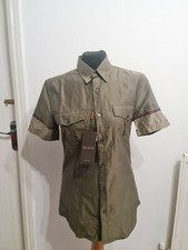 Gucci Ladies Khaki Shirt Size 38 Uk Size 10 M Skinny Fit New