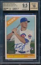 2015 Topps Heritage Kris Bryant RC Real One Auto Rookie BGS 9.5 Gem Blue Ink