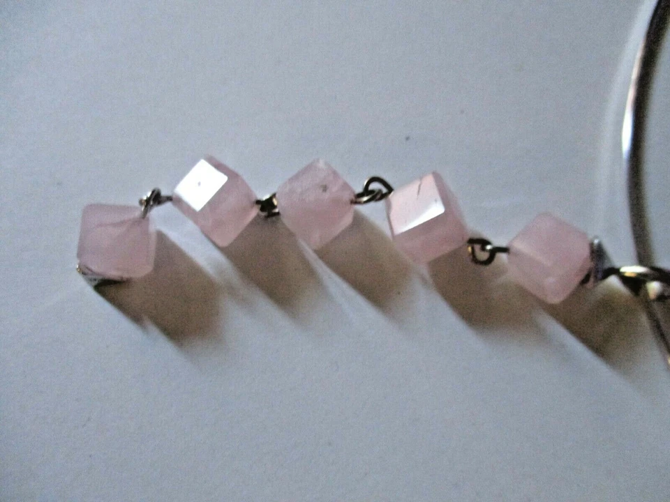 Completo in argento e quarzo rosa Benetton  Collana e orecchini - Immagine 4 di 4