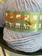 4 Skeins Sugar n Cream Crafters Cotton Yarn color Cornflower Blue 6oz each