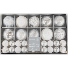 Silver Luxury Tree Decorations Baubles - 50 Pack Elegant Christmas Ornaments