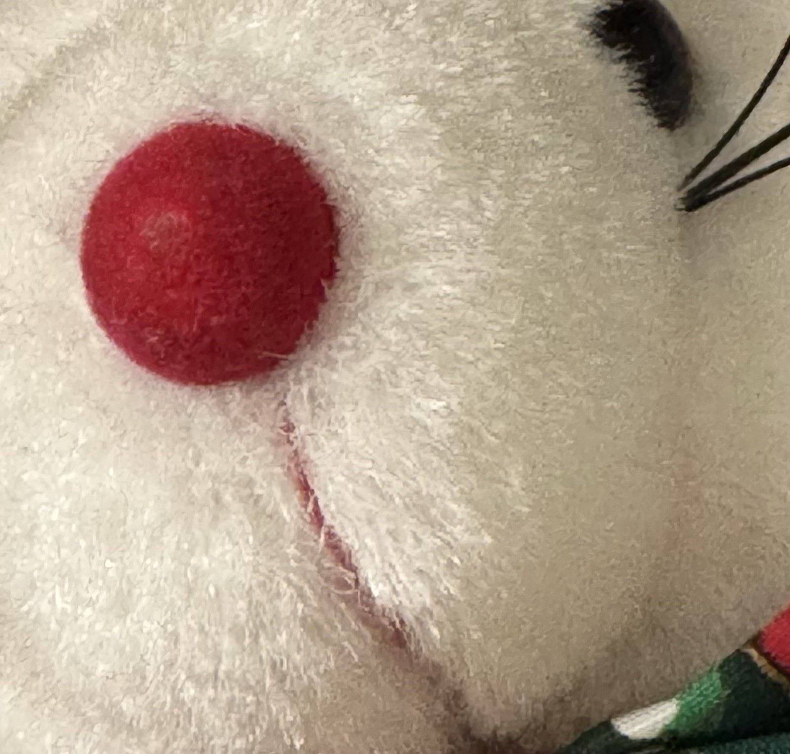 Hugfun Christmas White Mouse Plush Stuffed Animal Patchwork 7" Suction Cup Vtg