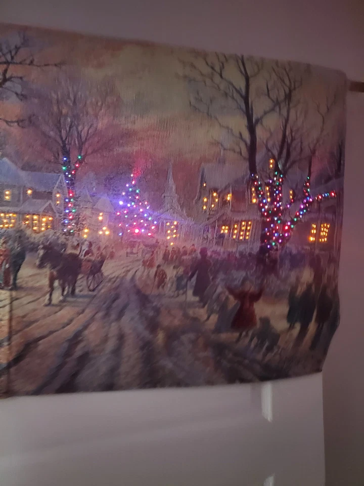 Thomas Kinkade Victoriano Cuento de Navidad Fibra Óptica con Varilla, Tapas y Probado Foto 3 de 4