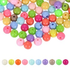 200pcs Random Light Color Acrylic Round Beads 8mm Plastic Resin Loose Bead