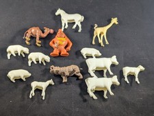 Vintage Plastic Animal Figurines Lot Farm Safari Animals Gorilla Hippo Cows...