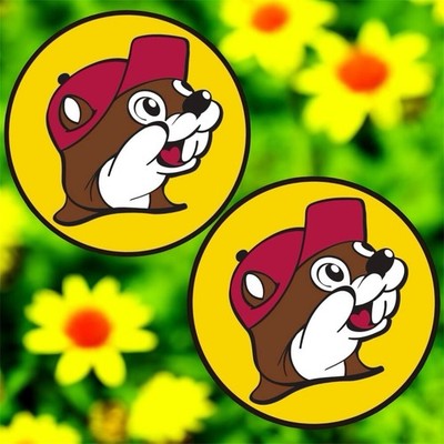 2 PACK - Buc-ees Beaver Logo 4  Inch DIECUT Waterproof Vinyl Decal Sticker Set