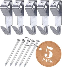 Performore 5 Pack of Heavy Duty Picture Hanger Hooks with Nails, 100lbs Frame Ho