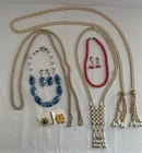 Lot Vintage Estate Costume Jewelry handmade bead necklaces clip on earrings pins