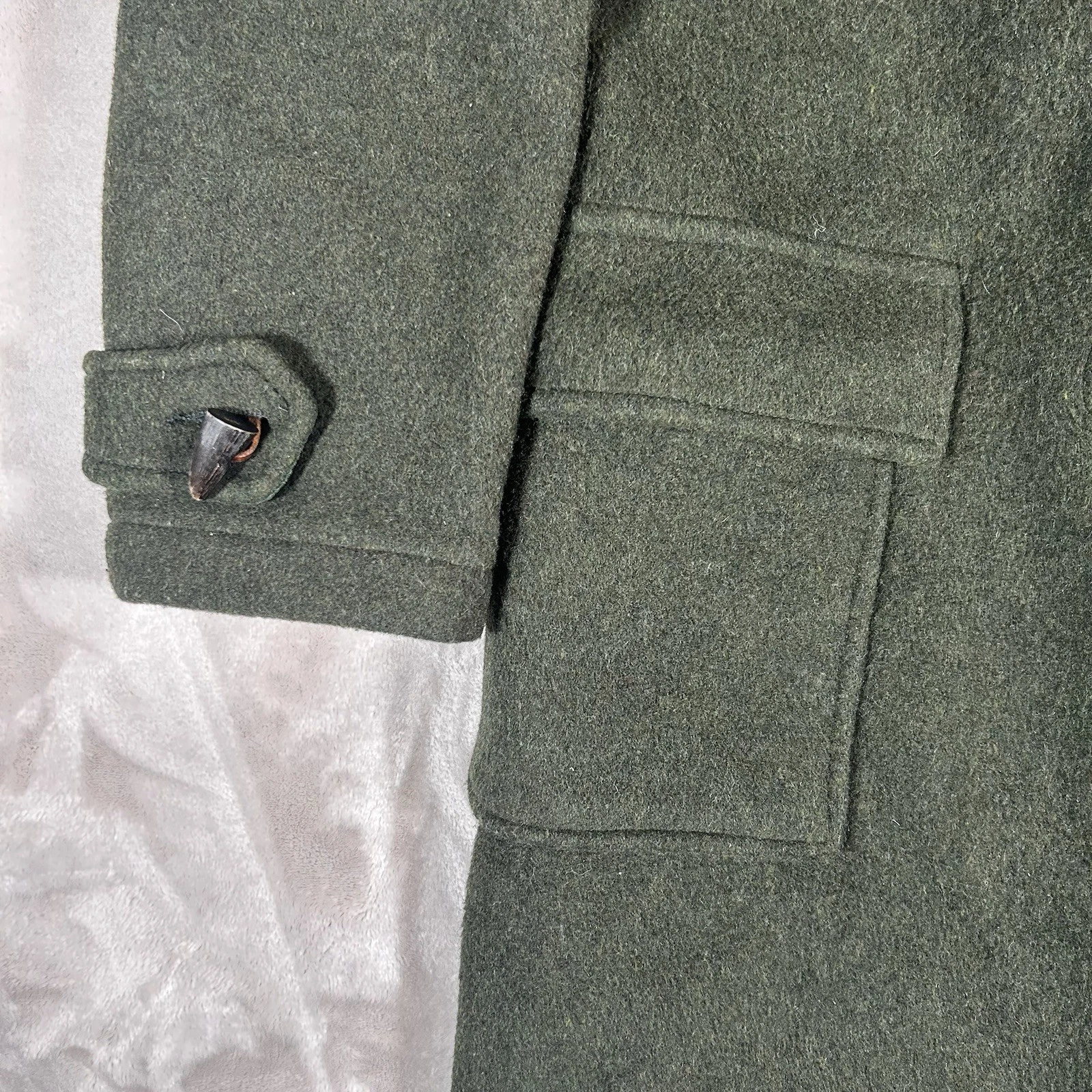 Vintage Gloverall Duffle Coat Mens 44 Green Wool Toggle Hooded British England - product detail image 6