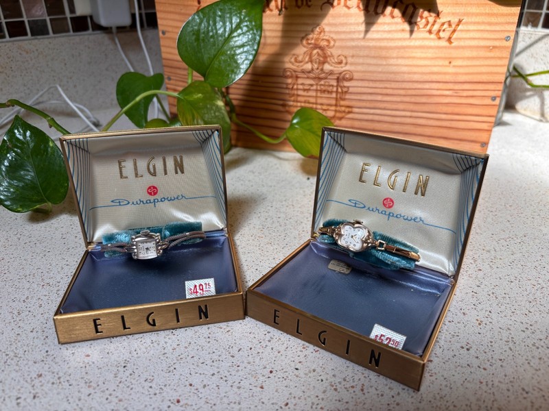 NOS Vintage Women's Elgin Durapower 10K RGP Bezel Watches (2) Lot Not Running