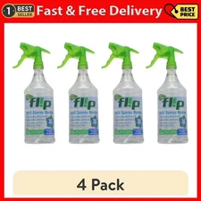 (4 Pack) Bottle Crew 32-Ounce Raindrops Flip Empty Plastic Spray Bottle, 1 Ct