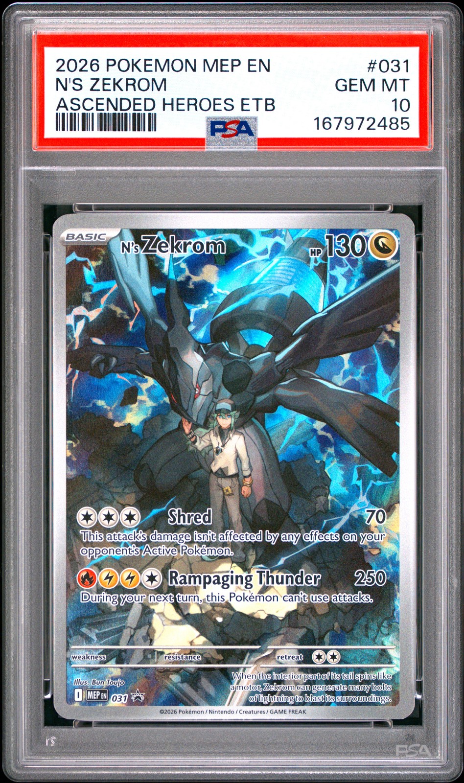 2026 POKEMON MEP EN-ME BLACK STAR PROMO #031 N'S ZEKROM PSA 10