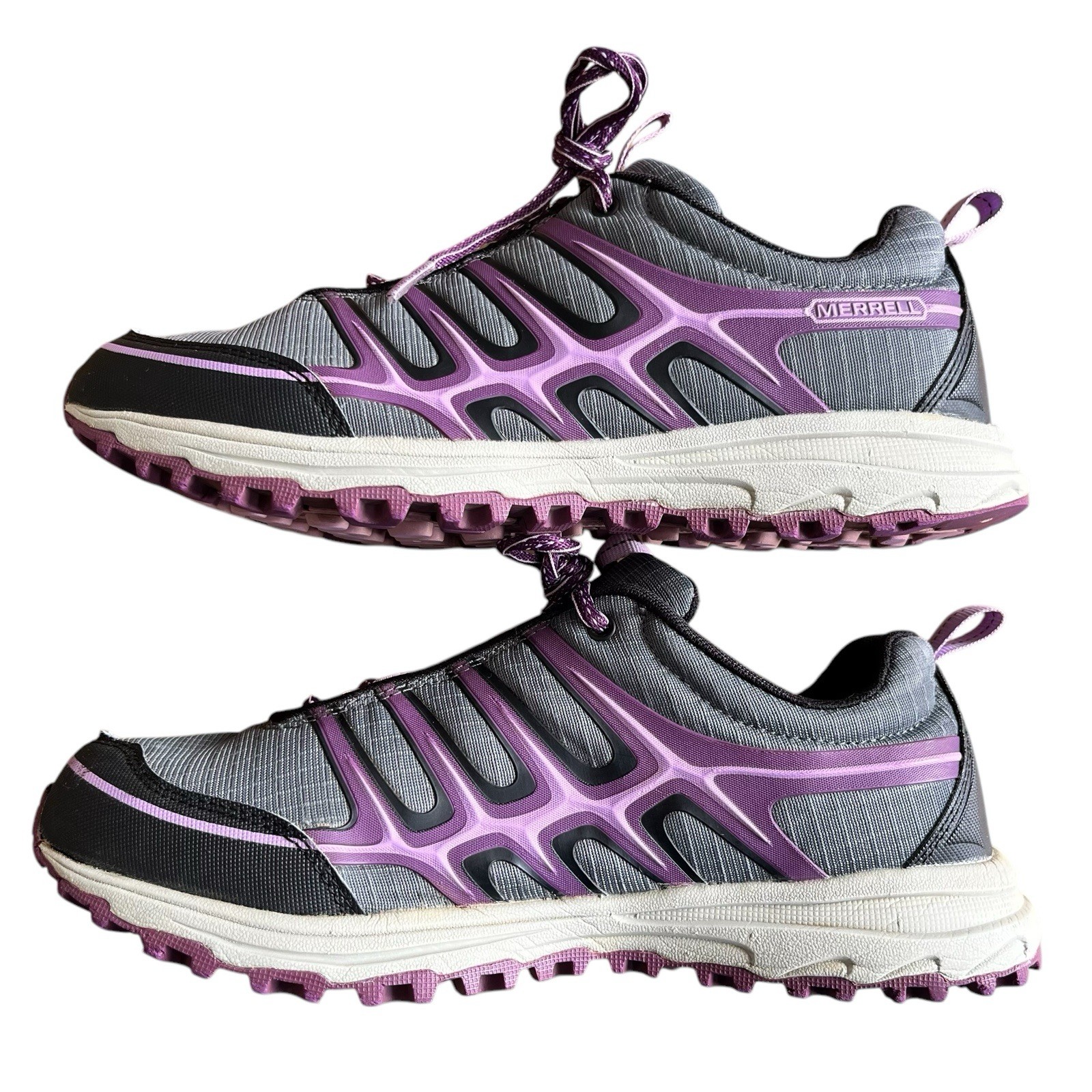 Merrell scarpe da corsa escursionismo donna taglia 9 grigio viola verstrail allenamento arrampicata