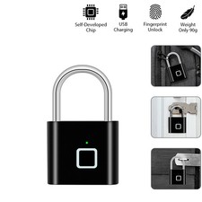 Black IP65 Waterproof Keyless Fingerprint Padlock Smart Gym Security Lock