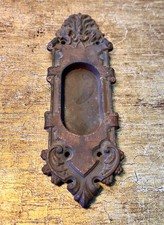 Vintage Pocket/Sliding Door Inset Victorian Gothic Garland Cast Metal  7" x 2.5"