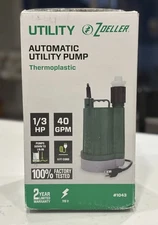 Zoeller 1/3 HP 40 GPM Automatic Utility Pump  115V Tested