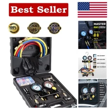 Automotive 4 Valve Manifold Gauge Set with Colorful Hoses for AC Diagnostics