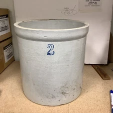 Antique Stoneware 2 Gallon Salt Glazed Crock