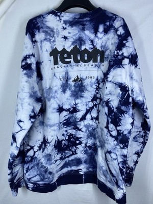 Teton Gravity Research Sweatshirt Mens 2XL Blue Tie Dye Heavy Pullover Shirt USA