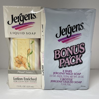 1986 JERGENS Liquid Soap BONUS PACK w/8 Mild Soap Bars SEALED VTG USA Movie Prop