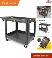 Heavy-Duty Utility Cart: 2-Shelf 500 lb Capacity with Tool Storage  Easy Man...