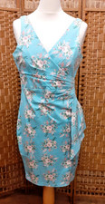 Voodoo Vixen Floral Dress Size M Blue Skirt Side Ruffle Sleeveless Charity Sale