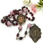 Our Lady of Guadalupe Rosary | Immaculate Mary| Red Black Glass Beads, Lampwork