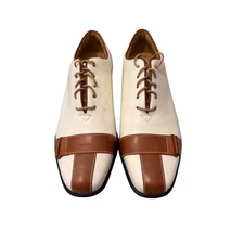 Footjoy Estate Collection Mens White Brown Leather Golf Shoes Size 8.5