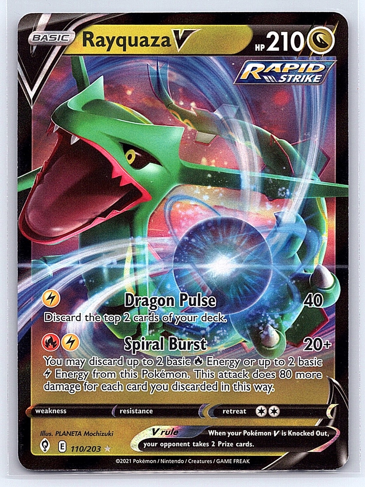 Rayquaza V 110/203 Holo V Rare Evolving Skies Pokemon Near Mint