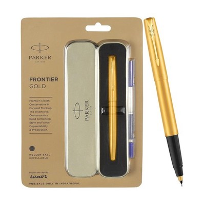  Parker Frontier Gold Roller Ball Pen |  Blue Ink | Free Shipping 