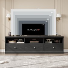 70" TV Stand for TVs up to 80" Wood Entertainment Center Media Drawer Cabinet