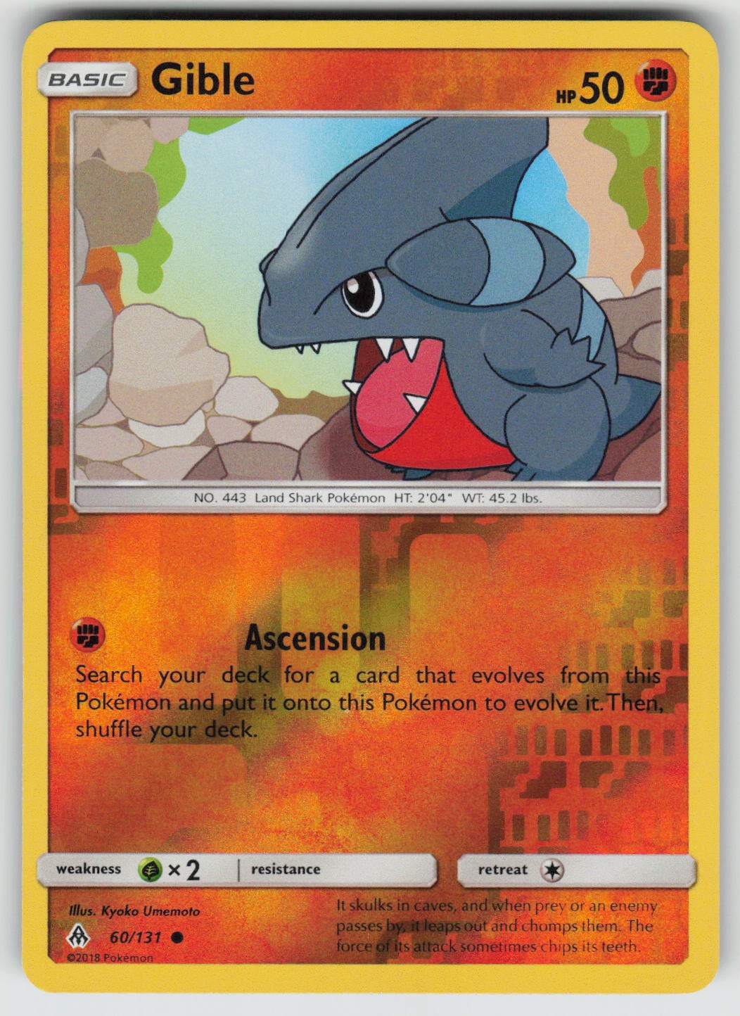 Gible 60/131 Common Forbidden Light Pokemon Reverse Holo Near Mint
