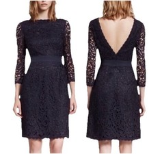 Tory Burch NWT Navy Blue Deep V Back Lace Renny Dress Size 4