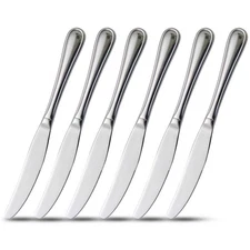 6-Piece Dinner Knives9-Inch Table KnivesHollow Handle Flatware knife Stainles...