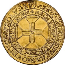 GERMANY. Lubeck. 5 Ducats (1586-1607). Eutin Mint. Johann Adolf. NGC AU Details.