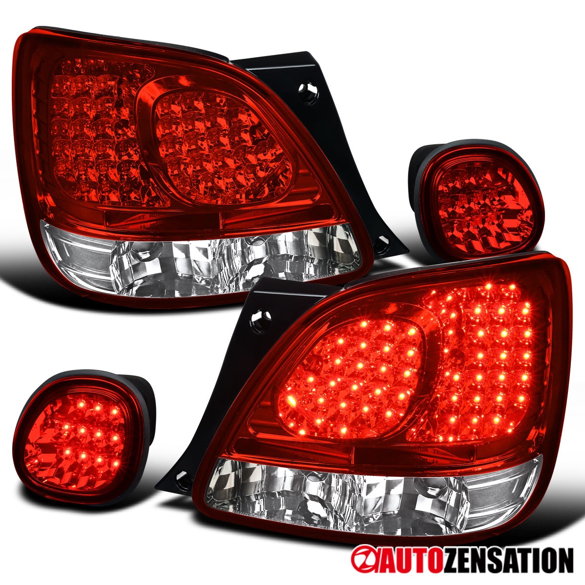 Fits 1998-2005 Lexus GS300 GS400 GS430 Red/Clear LED Tail Lights+