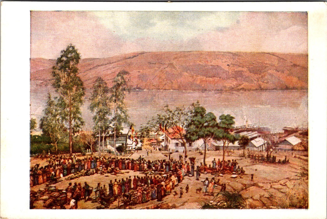 Vintage Congo Postcard Matadi Market Scene by Mathieu & Bastien