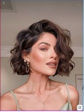 100 Human Hair Wigs for Women Short Ombre Brown Bob Wave Lace Front Wigs 10"