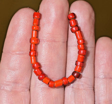 Antique Venetian Red White Heart Glass Beads Collected 25 YRs Ago, African Trade