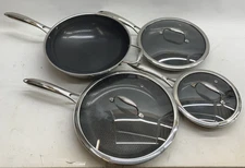HexClad Hybrid Nonstick 7-Piece Cookware Cooking Set Pan with Lids & Wok - USED