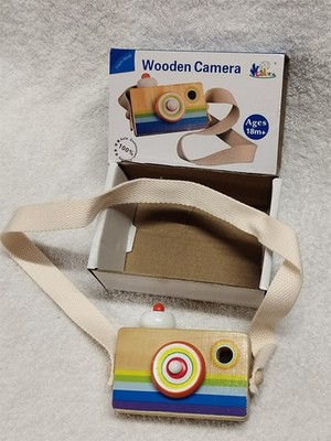 Kinder Mini Holz Kamera Spielzeug mit Multi-Prisma Kaleidoskop Bild Objektiv Geschenk 18M+