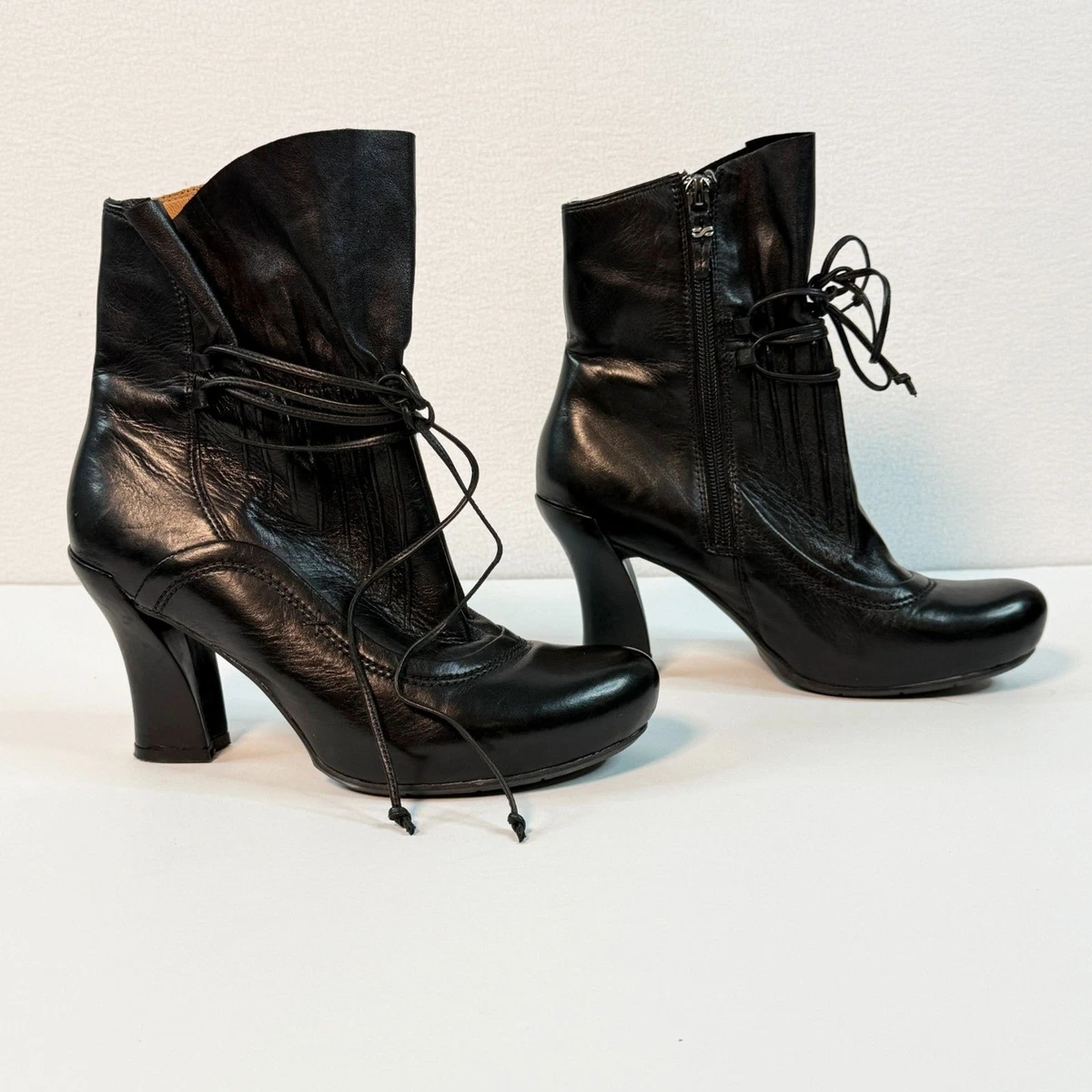 Bottines Femme Earthies Del Rey En Cuir Noir - Pointure 9.5 US, Talon Bas, Neuf Avec Boîte