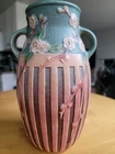 Antique Roseville Cherry Blossom Midge Double Handled Vase – Pink & Blue