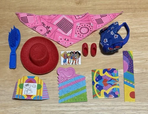 United Colors Of Benetton Barbie Accessories 1990 Vintage Hat Shoes Bandana